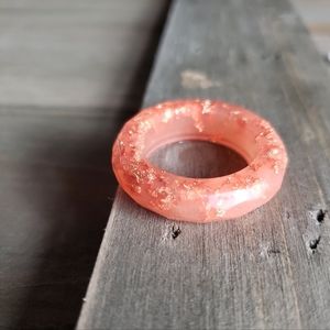 Handmade Salmon Copper Resin Ring